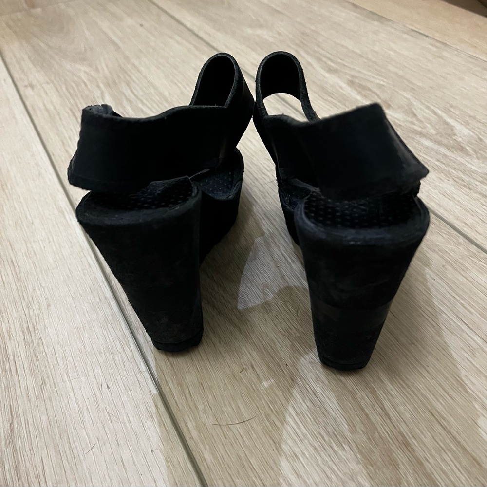 Pedro Garcia Josette Suede Wedge Sandals Black - Picture 7 of 9